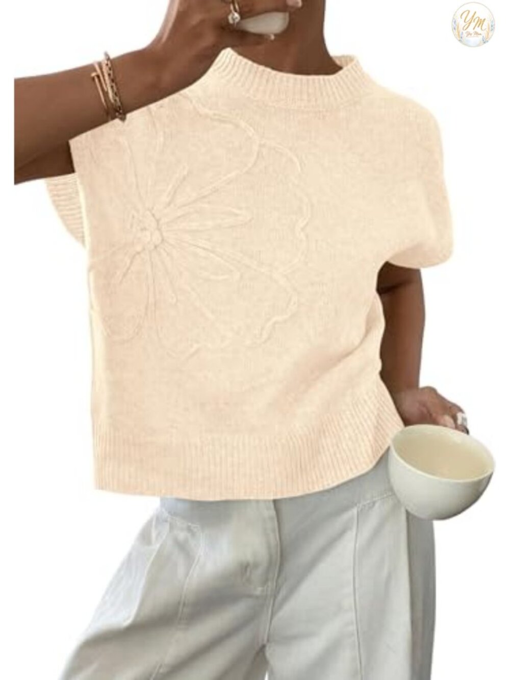 Womens Summer Cap Sleeve Sweater Vest Crewneck Knit Tank Top
